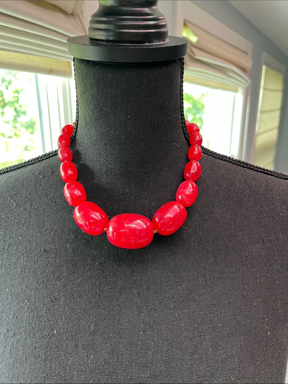 Vintage Beaded Red Statment Necklace